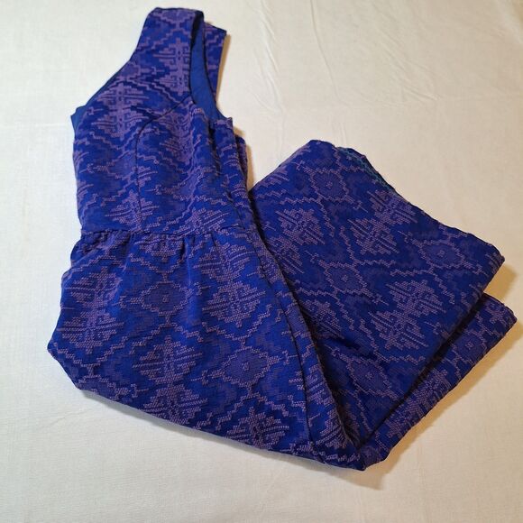 Maeve By Anthropologie Avery Aztec Brocade Blue Purple A Line Mini Dress Size 4 - Picture 11 of 12